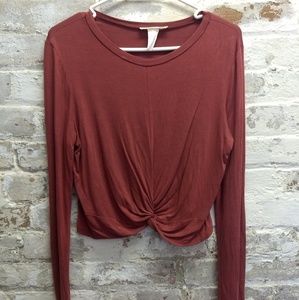 Long Sleved Gaze Rust Colored Crop Top